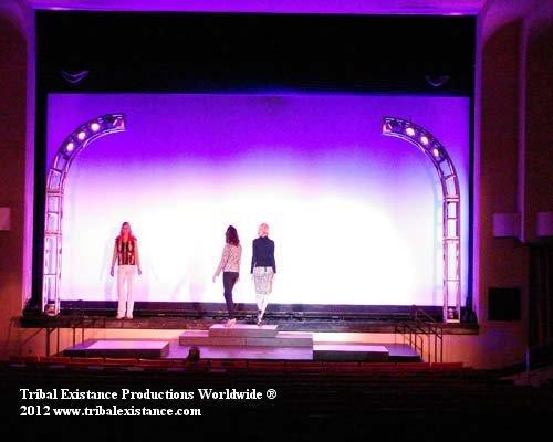 Fashion Show Lighting and Truss Angle Support Towers on Stage by Tribal Existance Productions Worldwide
