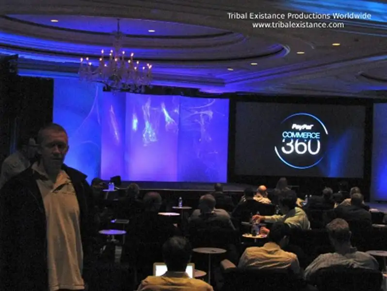 Paypal Laser Light Show Special Effects Back Drop by Tribal Existance Productions Worldwide
