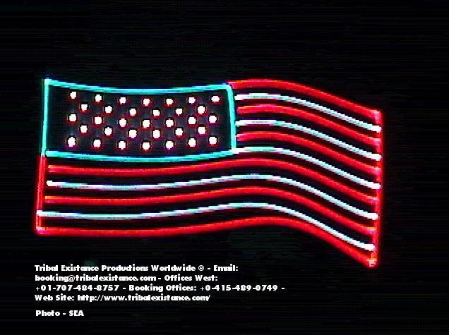 USA Flag Laser Animated Graphics or Entertainment by Tribal Existance Productions Worldwide