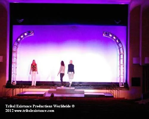 Fashion Show Lighting and Truss Angle Support Towers on Stage by Tribal Existance Productions Worldwide